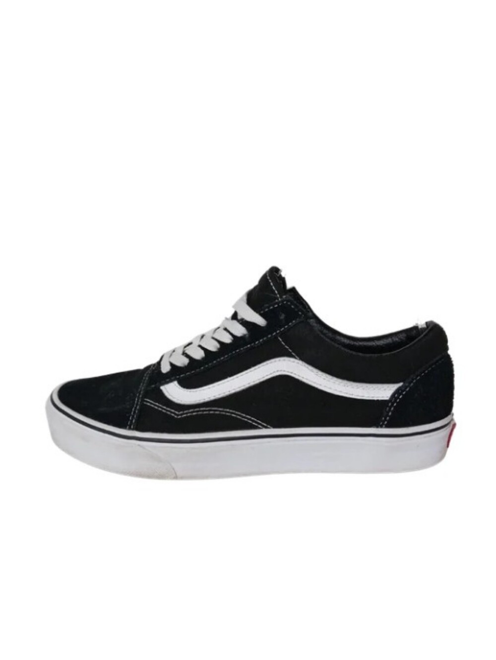 Vans Sneakers Men's 8.5 Black White Old Skool Leather Suede Lace-up Shoes